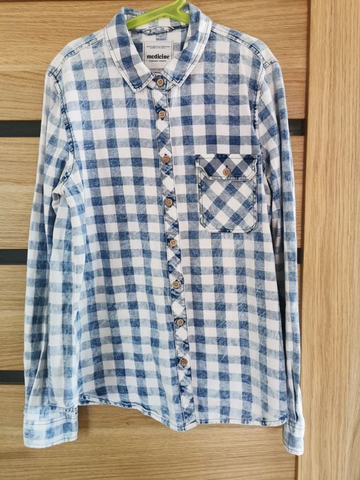 Koszula damska Medicine rozmiar 36 / S kratka biało niebieska