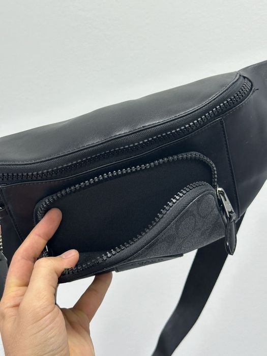 Сумка чоловіча бананка поясна Coach Track Belt Bag Grey/Black