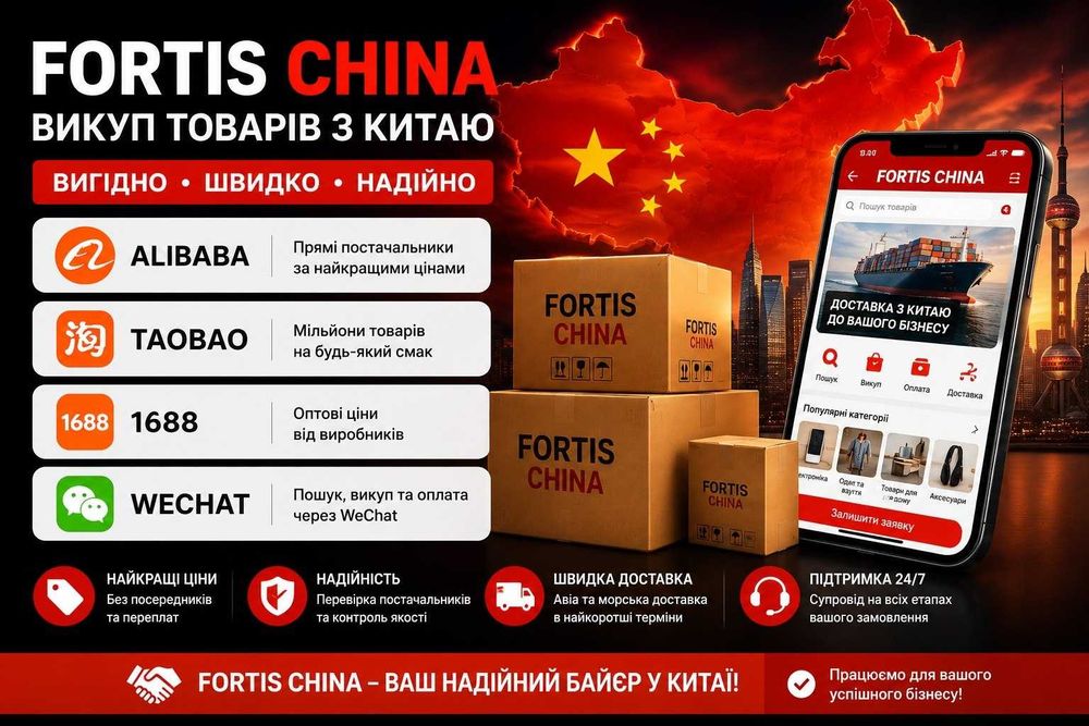 Викуп товарів з Китаю!Пошук Викуп Доставка товарів з Китаю Alibaba TaoBao 1688 Wechat, Баєр,під замовлення