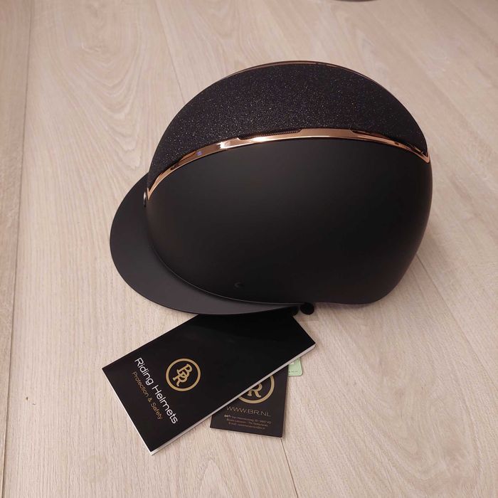 Kask jeździecki BR Omega Pt Glitter rose  gold/black r. M (55-57)