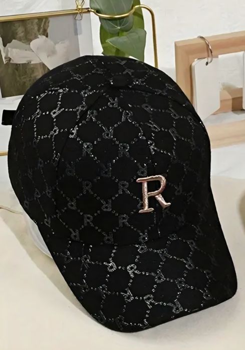 Czapka z daszkiem w stylu miejskim, Regulowana Styl GLAMOUR Czarna