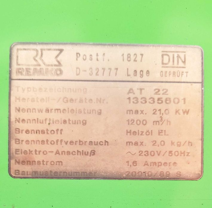 REMKO AT22 21kW nagrzewnica olejowa przemysłowa mobilna olej opałowy