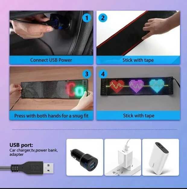 Панель Лед глаза 12×60 см для индивидуальности автомобиля