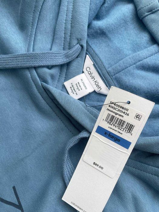 Худі на флісі Calvin Klein чоловіче жіноче блакитне бордо