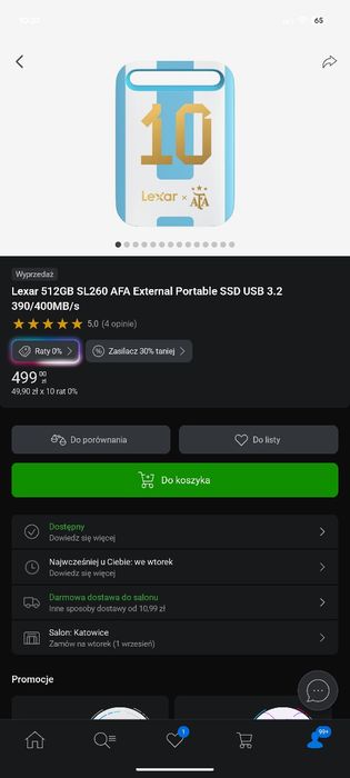 Lexar 512GB SSD paragon x kom do komputera laptopa notebook telefon iPada konsoli każdej SL26870 AFA External Portable SSD USB 3.2  bardzo szybki dysk