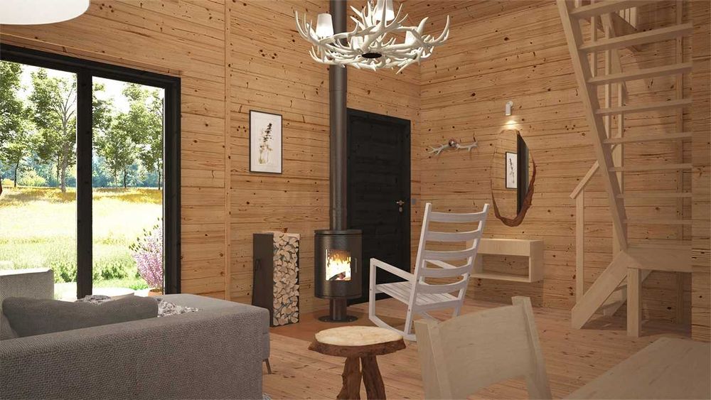 Drewniany domek całoroczny letniskowy 5m/8m 28mm-15mm