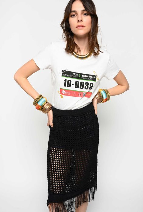 PINKO T-shirt z nadrukiem biały INCARNATA S , M
