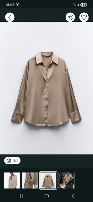 Рубашка сорочка Zara сатин шовк атлас