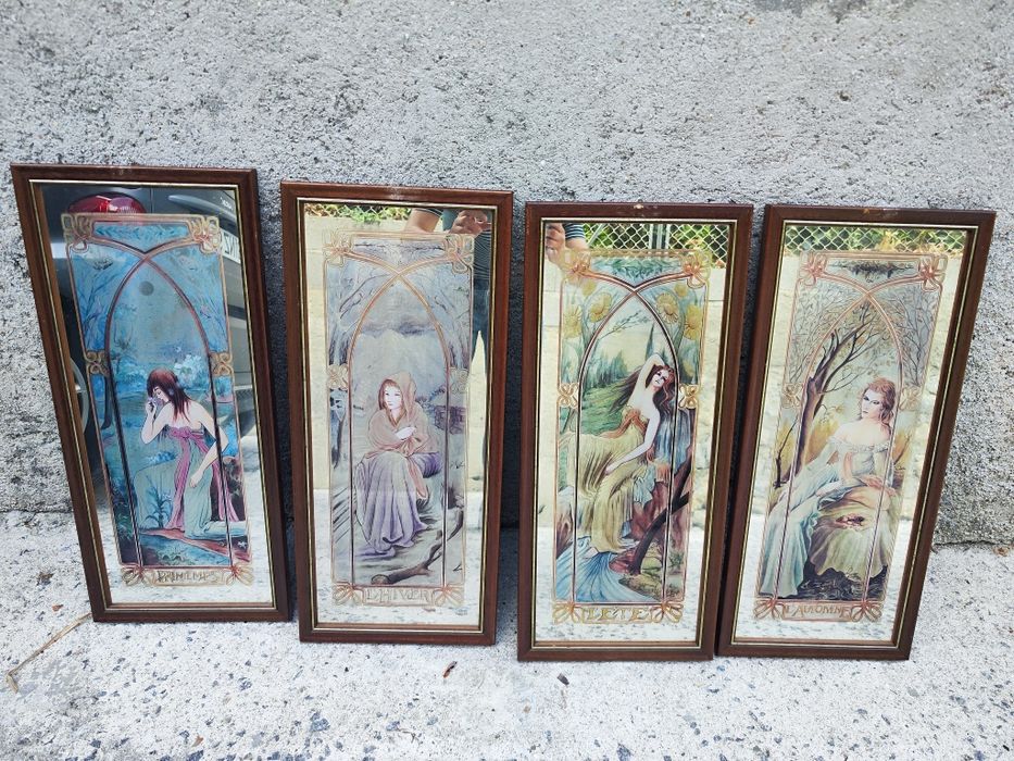 Conjunto 4 Quadros das Quatro Estações Mucha