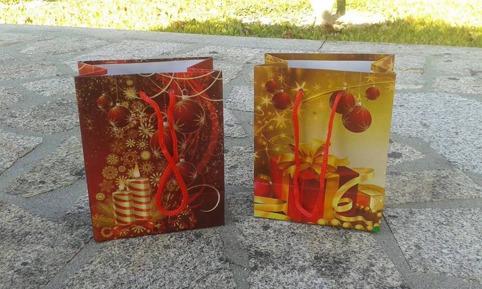 sacas / sacos de prendas Natal duplo cartão plastificado