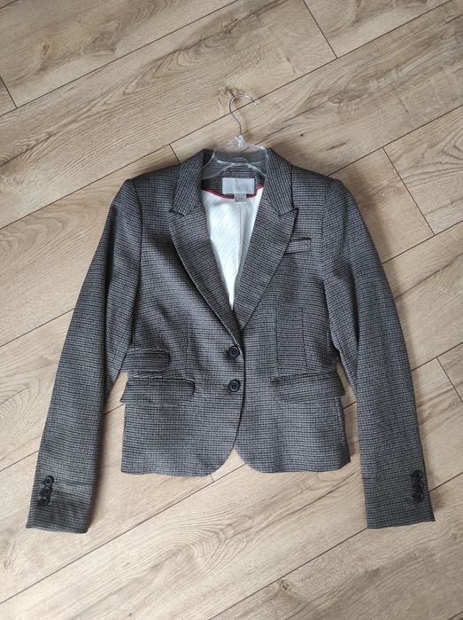 Marynarka w kratkę z kieszeniami H&M, r. 38