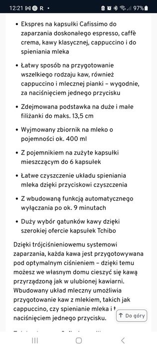 Ekspres kapsułkowy Tchibo Cafissimo milk