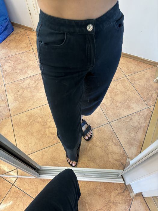 Massimo Dutti spodnie jeansy cargo Bermudy wysoki stan lampas S 36