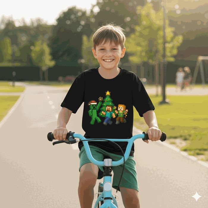 Koszulka dziecięca czarna creeper w minecraft prezent święta 116