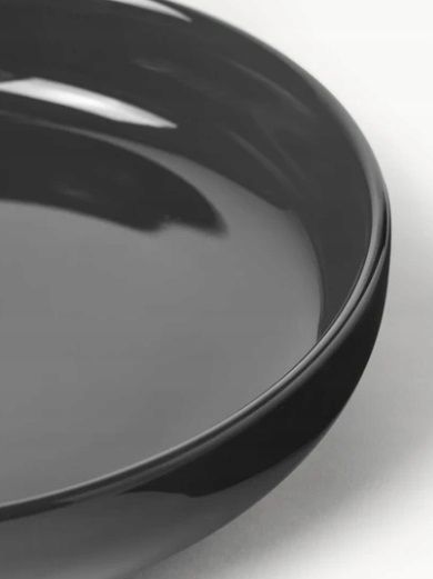 Talerz głęboki z porcelany Nessa, 4 szt. Ciemny szary, błyszczący
