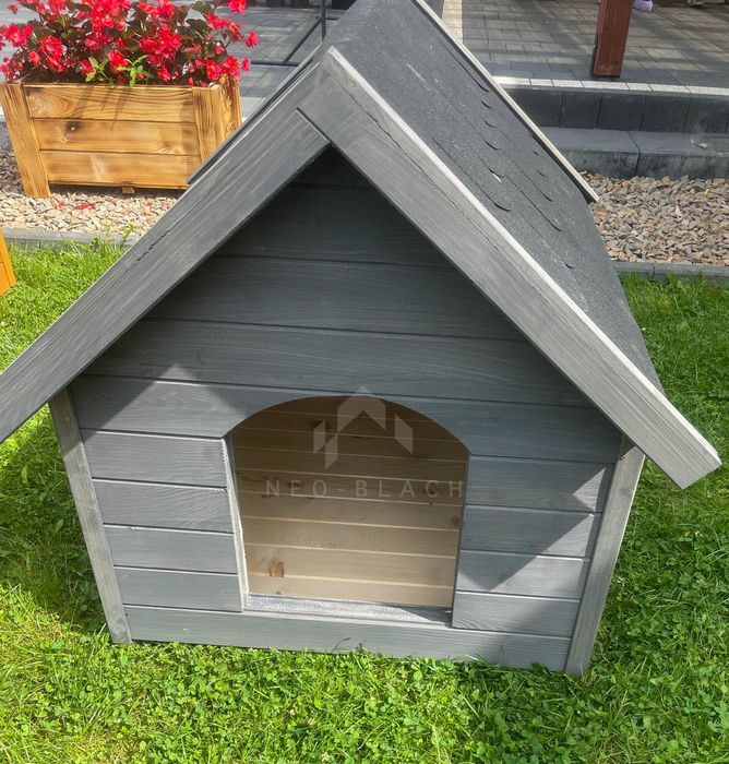 Buda dla psa Rozmiar "M" - Grafit - Dach dwuspadowy NB