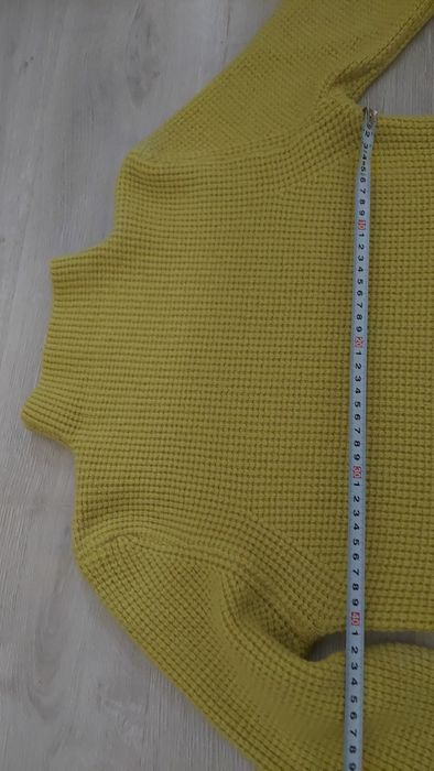 Gruby, ciepły sweter S musztardowy żółty