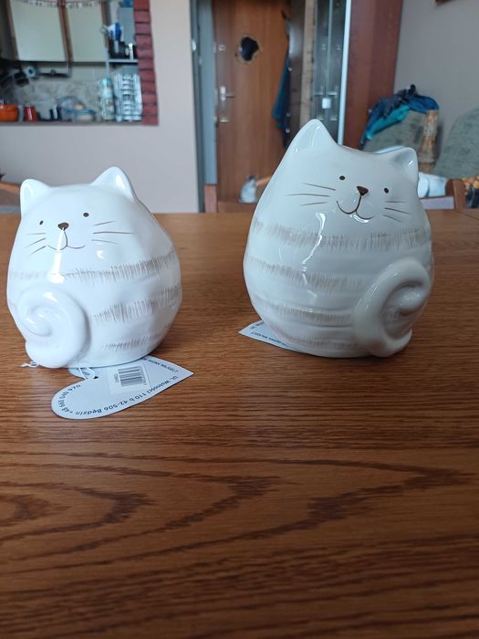 Słodkie kotki dwa ceramika 12 i 10cm