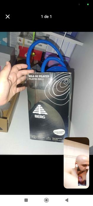 Bola pilates azul  cinza
