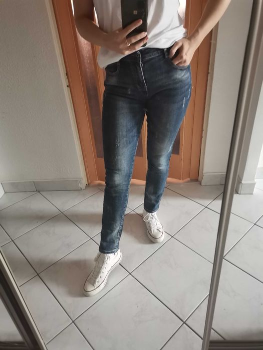 Spodnie skinny dżinsy S /36 przecierane