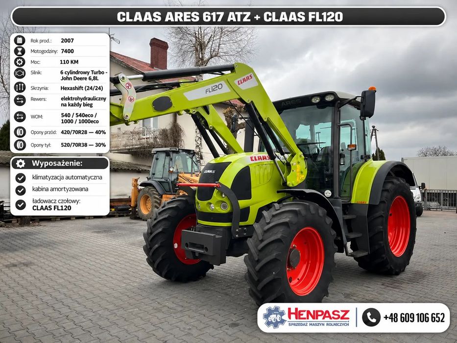 Claas ARES 617 ATZ + CLAAS FL120  / Klimatyzacja / Kabina amortyzowana /