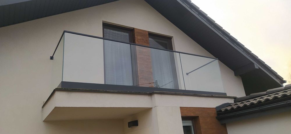 Balustrada na rotulach na profilu szklana balkon francuski poręcz nierdzewna