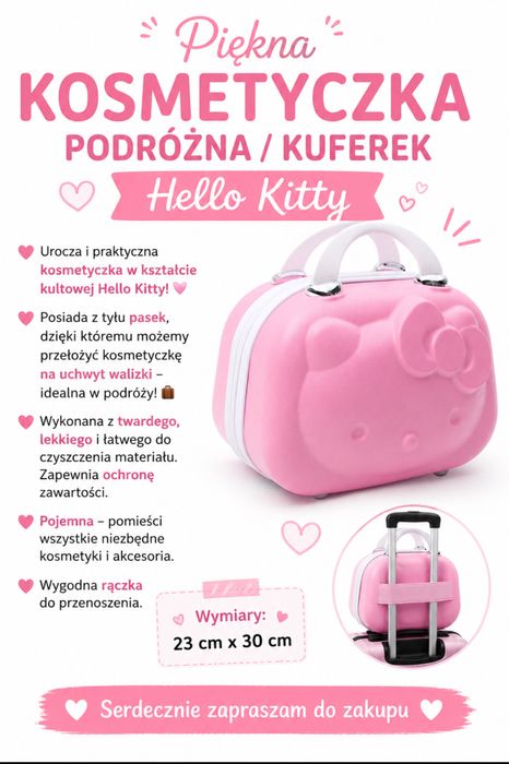 Kosmetyczka/kuferek podróżny na walizkę  Hello Kitty 23 cm x 30 cm