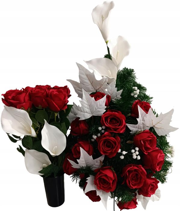 Komplet xxl wiązanka bukiet stroik kompozycja na grób kwiaty sztuczne