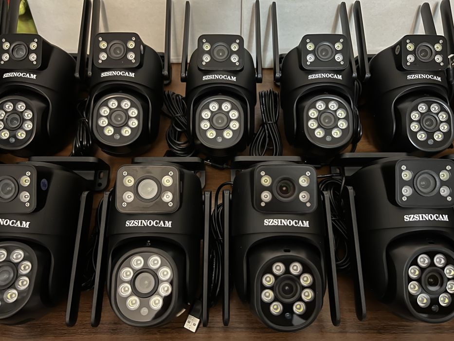 Уличная двойная IP66 12мп Wi-Fi камера видеонаблюдения full hd черная