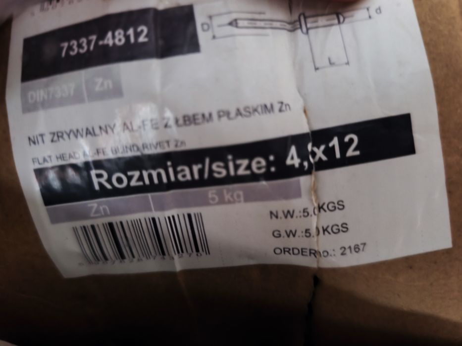 Nity z łbem płaskim 4,5kg