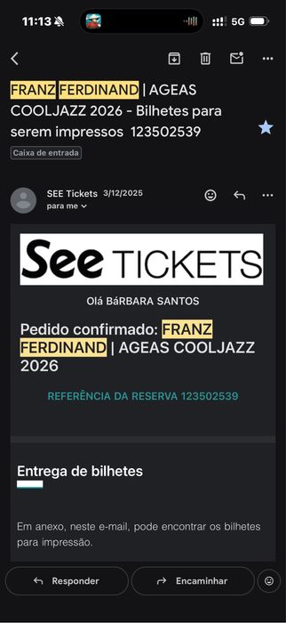 Bilhete franz ferdinand ageas plateia em pe