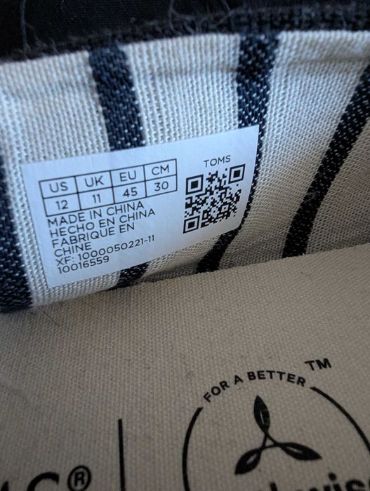 Мокасины эспадрильи Toms Alpargata 45 р 30 см
