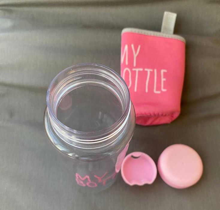 Бутылка My Bottle пластиковая розового цвета с чехлом
