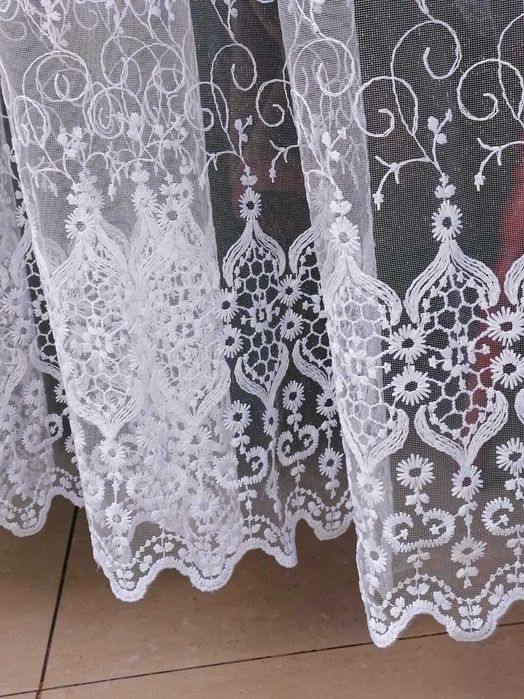 FIRANKA z metra 3 rzędy haftu wys 280 cm biała ,haftowana,turecka