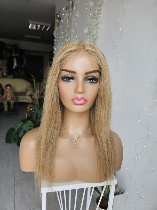 Peruka z włosów naturalnych Patrycja beżowy blond 50 cm lacefront