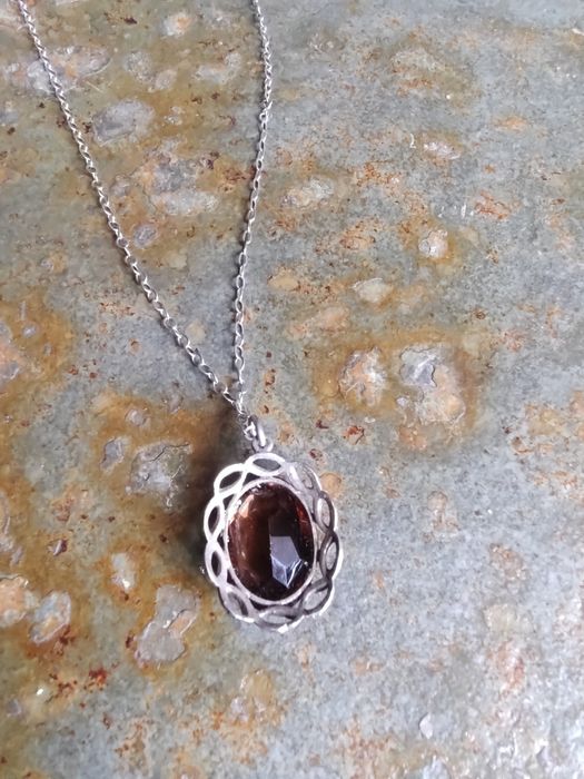 Серебряный винтажный кулон на цепочке