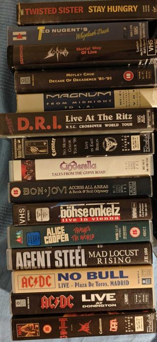 cassetes video/ vhs hard rock heavy metal thrash sodom motley crue dri