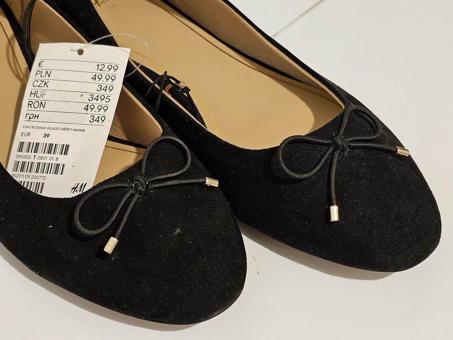 Nowe, eleganckie baleriny H&M, rozmiar 39