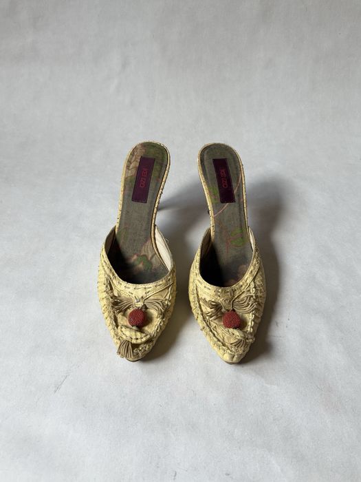 Kenzo Paris Y2K Kitten Mules Sandals Heels Shoes Snakeskin мюли сандали каблуки кензо