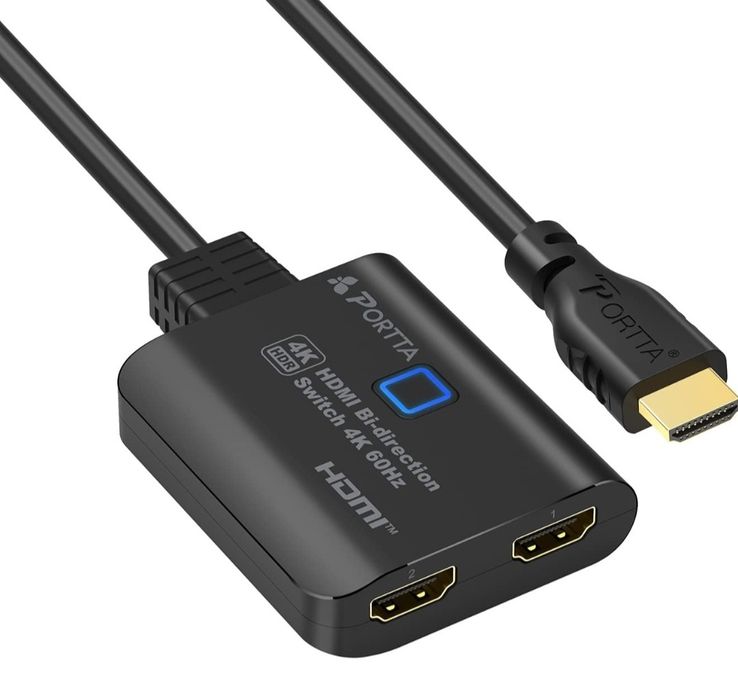 Przełącznik HDMI 4K 60Hz z 60cm dołączonym kablem HDMI