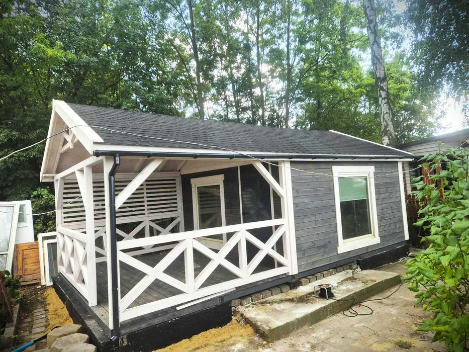 • • • • Domek letniskowy • • • • DAREK V 4x8 m z tarasem DREWNOTRIK