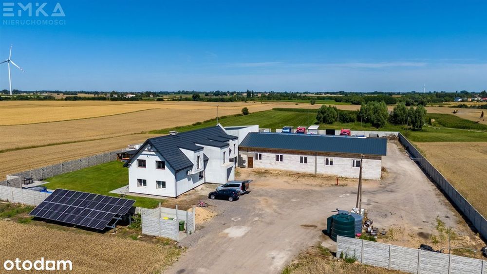 Dom + biuro + hala 5-stanowiskowa plac