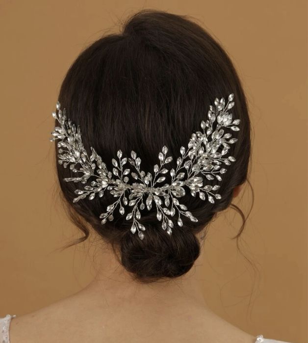 Duża ozdoba do włosów kryształki ślub
