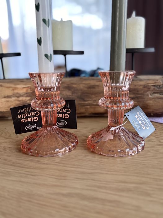 Szklany swiecznik 2szt