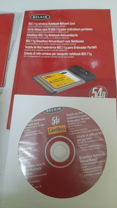 Placa de rede Belkin wireless para portátil  802.1g/ 54 Mbps - Nova