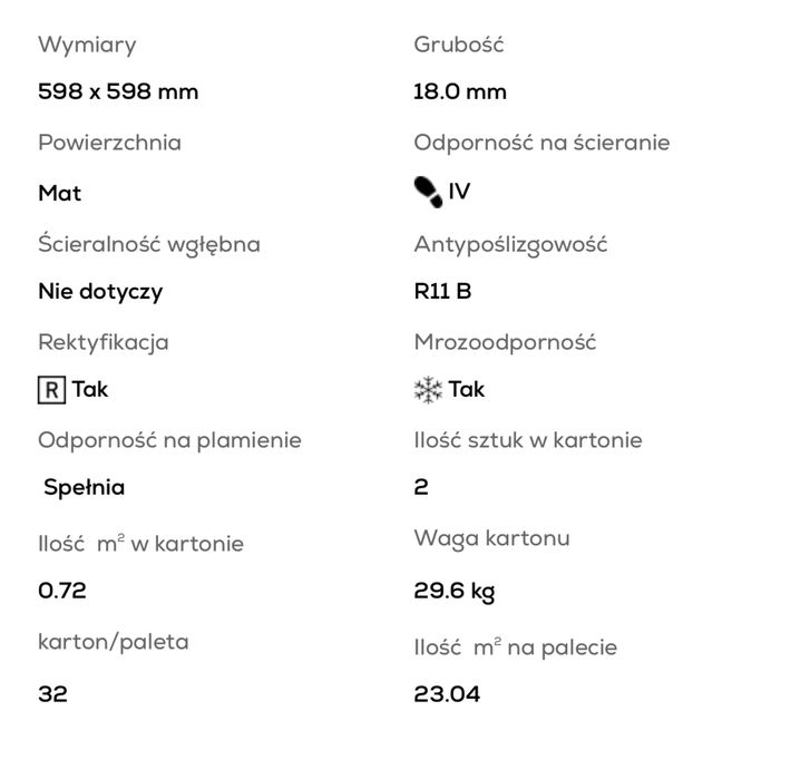 Płyta tarasowa / gres Torano White KoraTer 59.8x59.8x1.8 18mm / m2