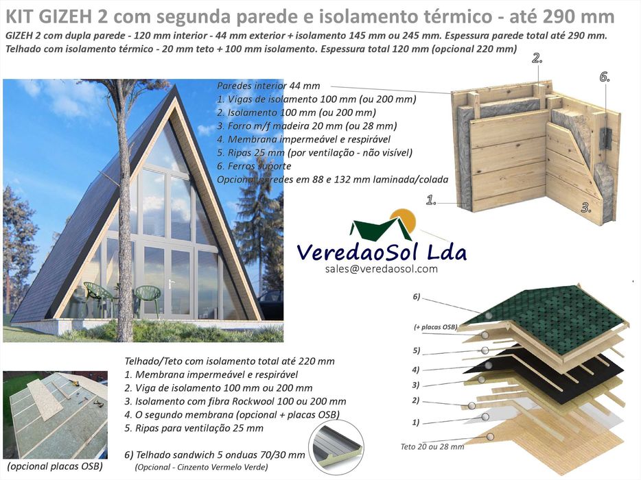 Casa Madeira GIZEH 2 - 44m² c. mezzanine - Préfab. - Preço imbatível