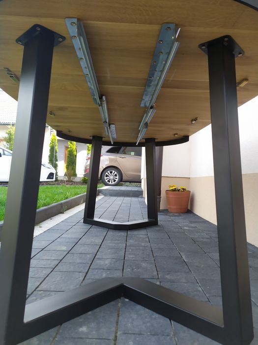 Okrągły  dębowy 90sr + 50 wkładka  rozkładany stół loft lity dąb