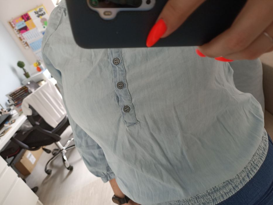 Błękitna bluzka koszula gumka guziki Cubus rozm. 34