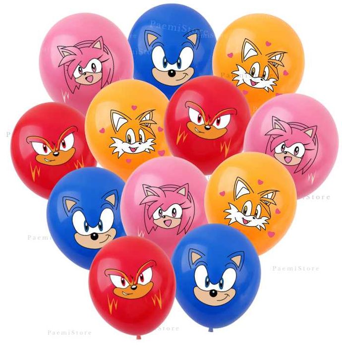 Sonic jeż hedgehog zestaw urodziny balony obrus toppery topper tort